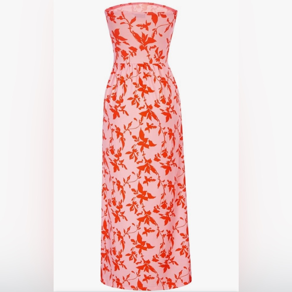 NWT GRACE KARIN Strapless Dress Casual Ruched Long Maxi Dress with Pockets sizeS